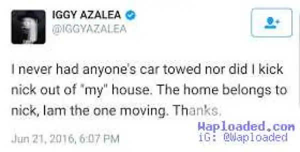 Iggy Azalea denies taking back her car and kicking Nick Young out